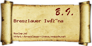Breszlauer Ivána névjegykártya